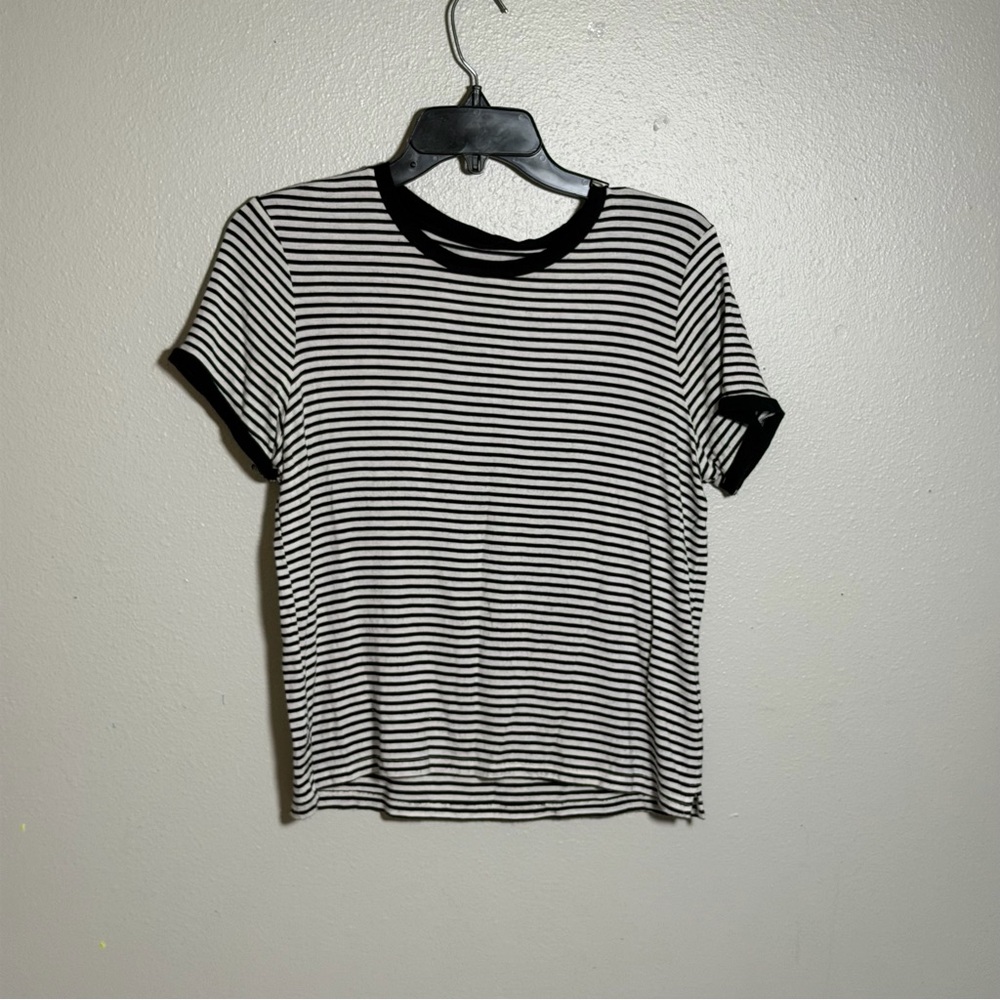 Aero Women Seriously Soft Girl Tee Black/White Striped Top‎ size M